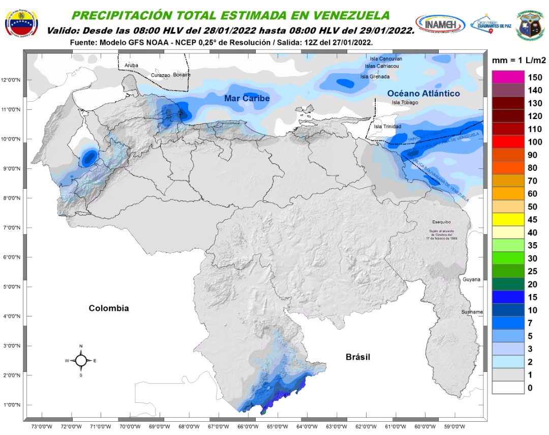 Cielo nublado y lluvias en algunos estados de Venezuela: el pronóstico de Inameh para este #28Ene