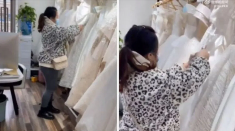 Se enojó porque no le devolvieron su dinero y como venganza terminó destruyendo 32 vestidos de novias (Video)