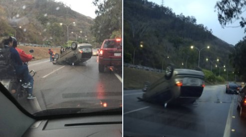 Reportan volcamiento de vehículo en la Cota Mil a la altura de Sebucán #21Feb (FOTOS)