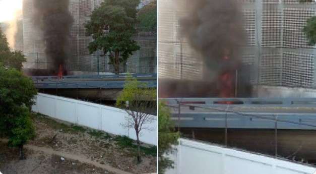 Se registró un fuerte incendio en la Autopista Francisco Fajardo a la altura de El Paraíso #1Feb (FOTOS)