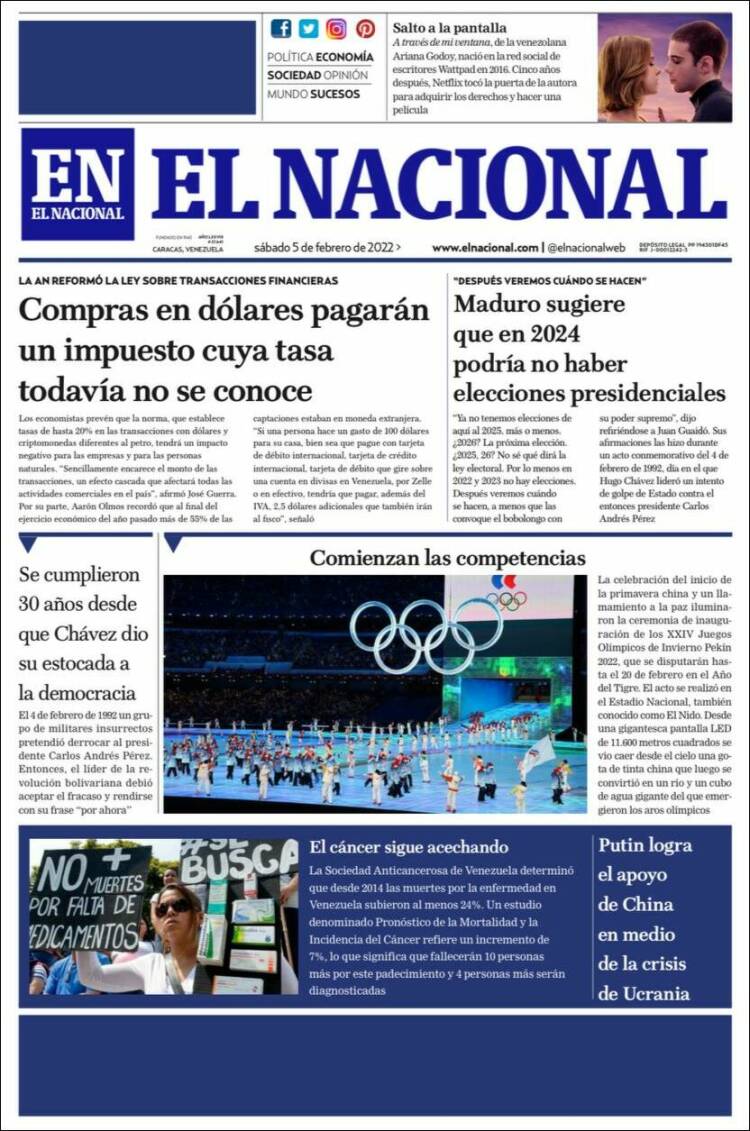 Portadas de este sábado 5 de febrero de 2022