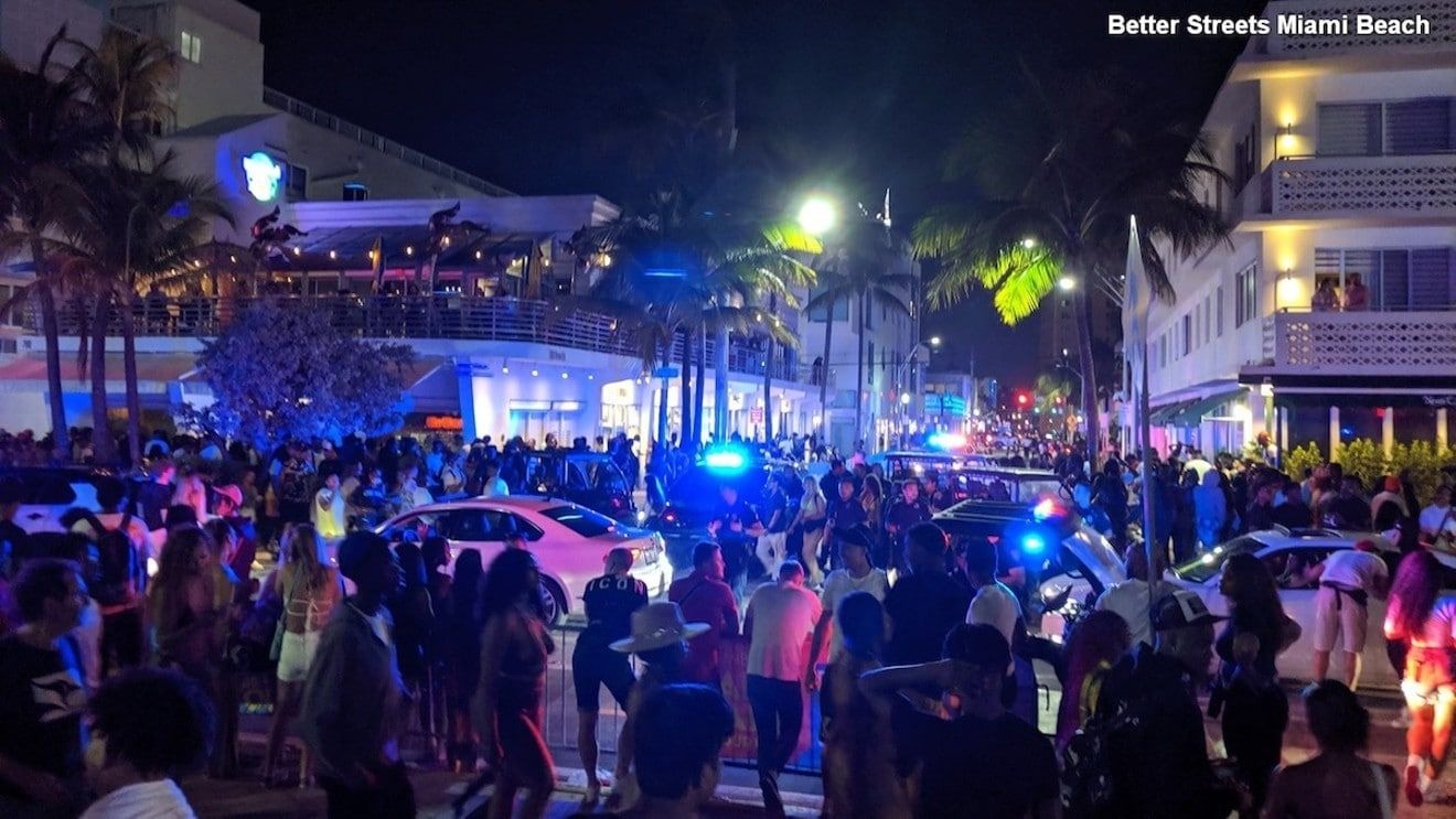 Apacible primera noche de toque de queda en Miami Beach por el “spring break”