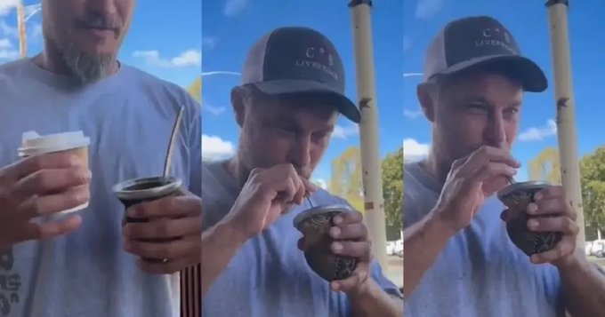 “¿Qué es esto?”: Filmaron tomando mate en plena calle a Ragnar Lothbrock de la serie “Vikings”