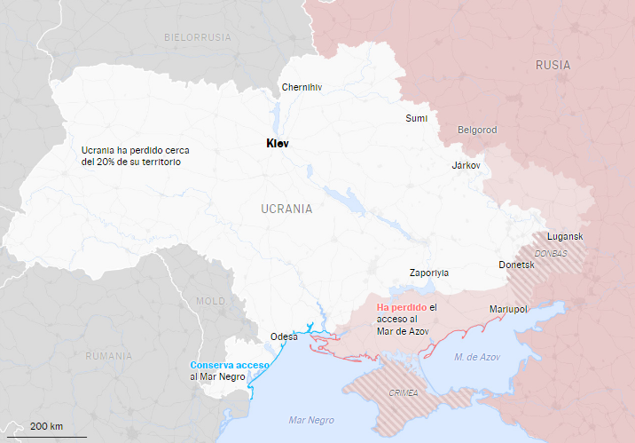 Cómo ha cambiado el mapa de Ucrania luego de tres meses del inicio de la invasión rusa