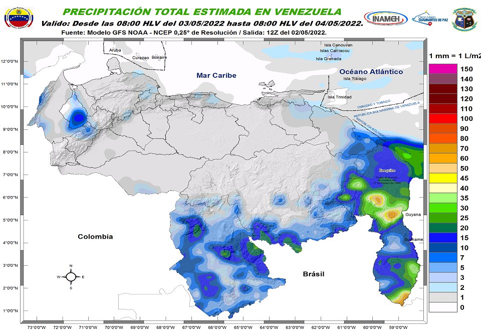 Inameh prevé escasa nubosidad y poca probabilidad de lluvias en gran parte del país este #3May