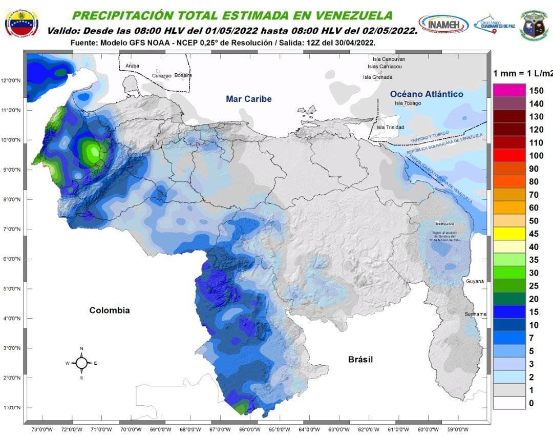 Inameh pronosticó lluvias y fuerte actividad eléctrica para este #1May