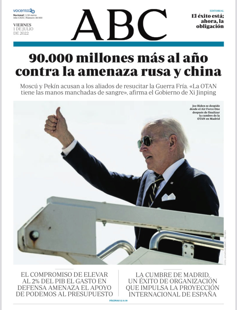 Portadas de la prensa internacional de este viernes 1 de julio de 2022