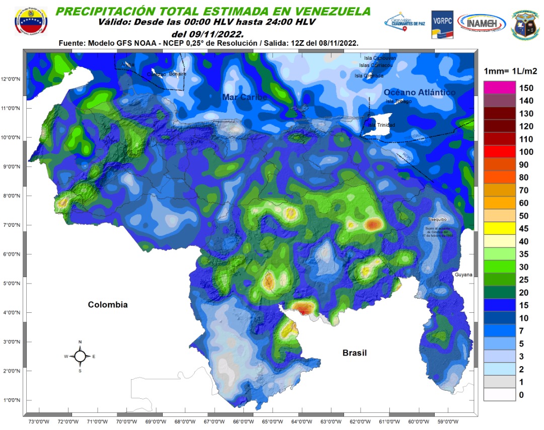 El estado del tiempo en Venezuela este #9Nov, según el Inameh