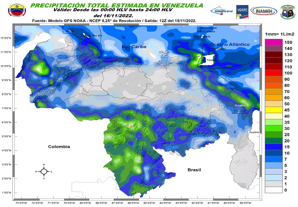 El estado del tiempo en Venezuela este #16Nov, según Inameh