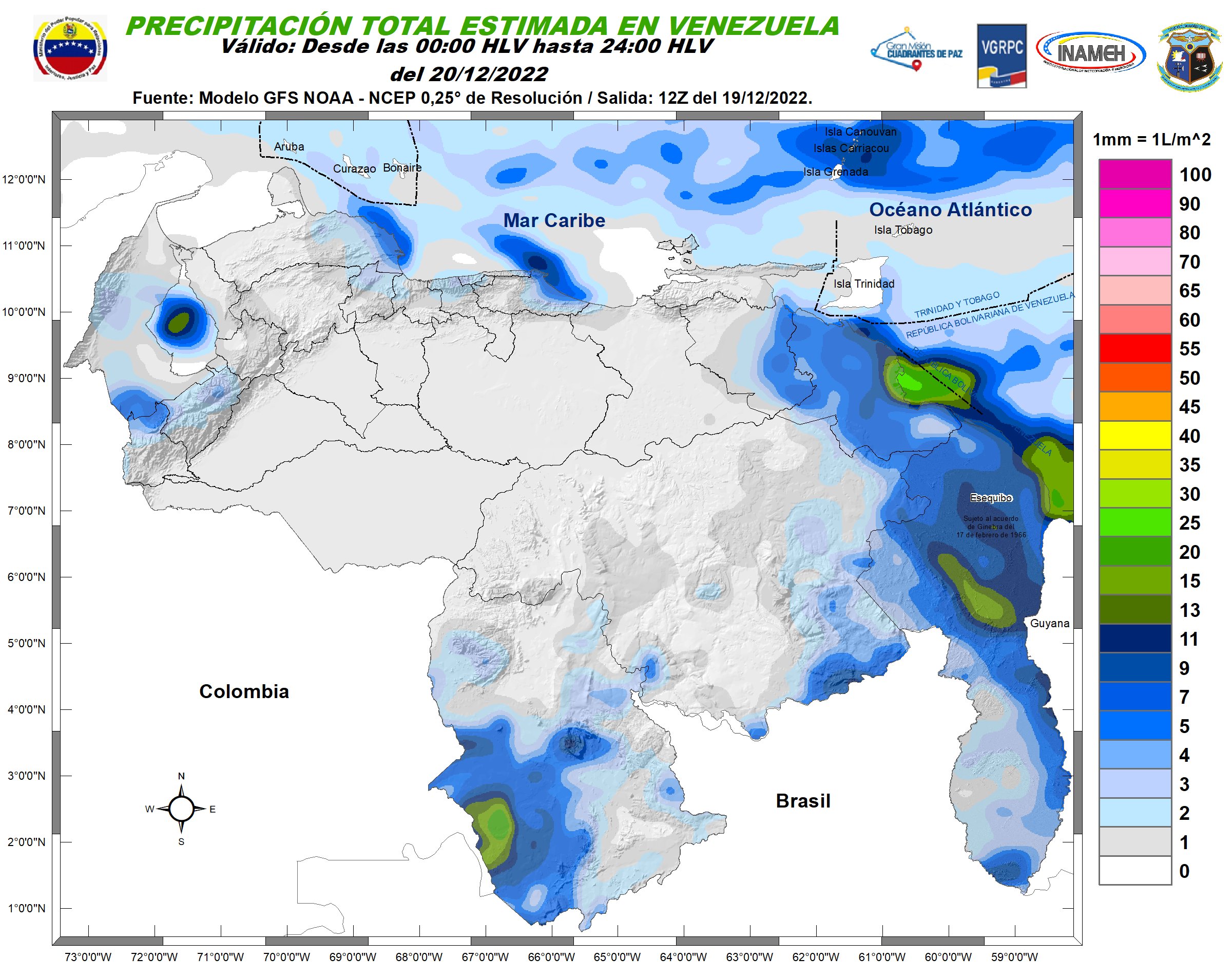 Inameh prevé lluvias dispersas en algunas regiones de Venezuela este #20Dic