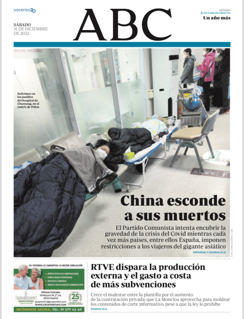 Portadas de la prensa internacional de este sábado 31 de diciembre de 2022