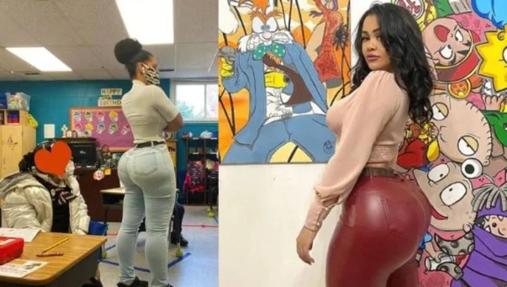 La quieren echar de una escuela por sus curvas: La sexy maestra de Nueva Jersey que distrae a padres y alumnos (FOTOS)