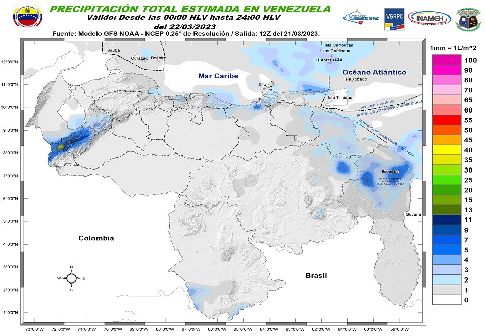 Vientos alisios provocan nubosidad y lluvias dispersas en varias zonas de Venezuela este #22Mar, según Inameh