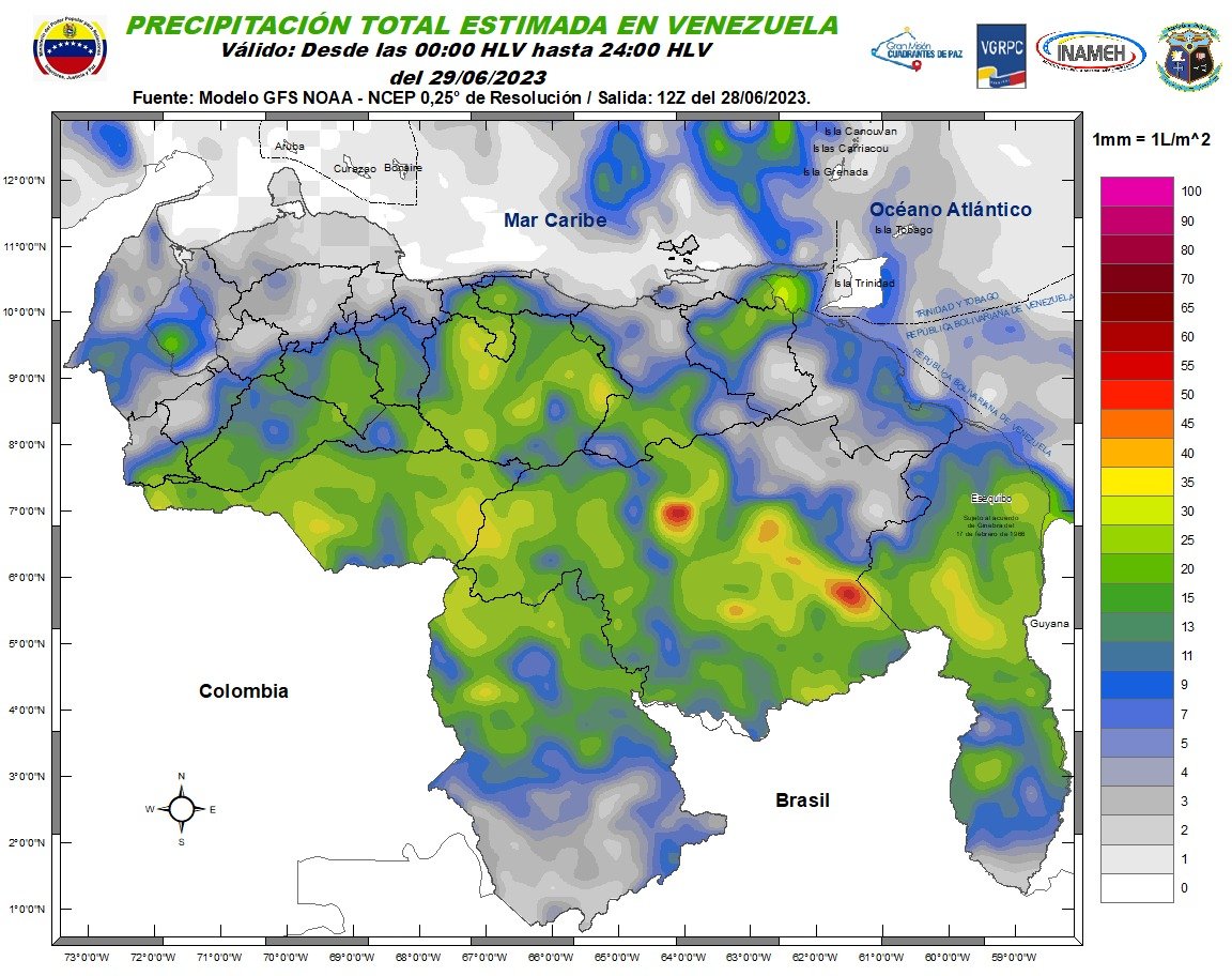 El estado del tiempo en Venezuela este #29Jun, según Inameh