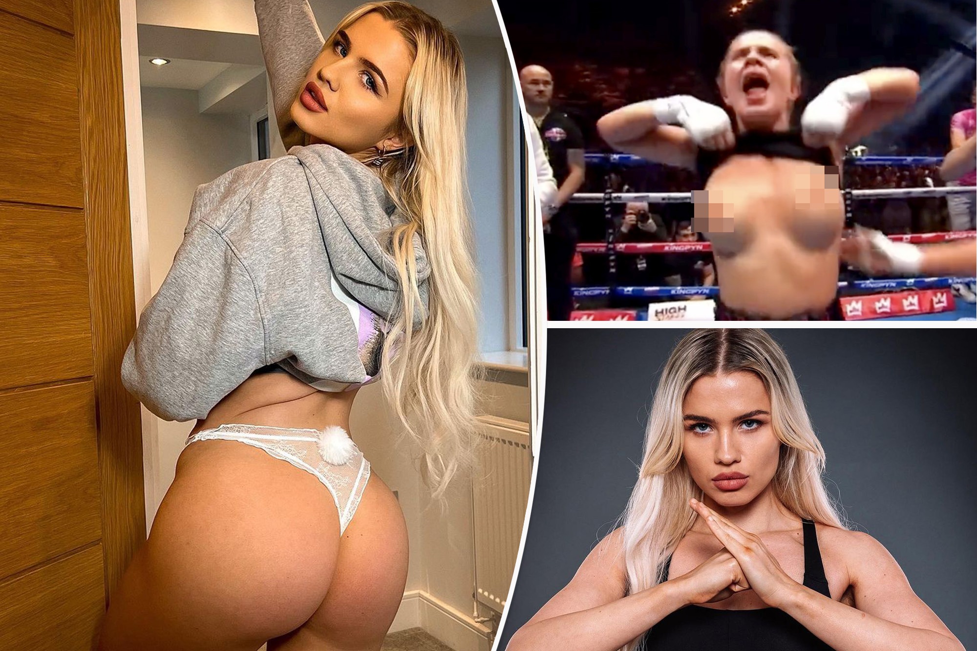 Caliente nocaut: Modelo de OnlyFans ganó pelea de boxeo y celebró mostrando las lolas al público (VIDEO)