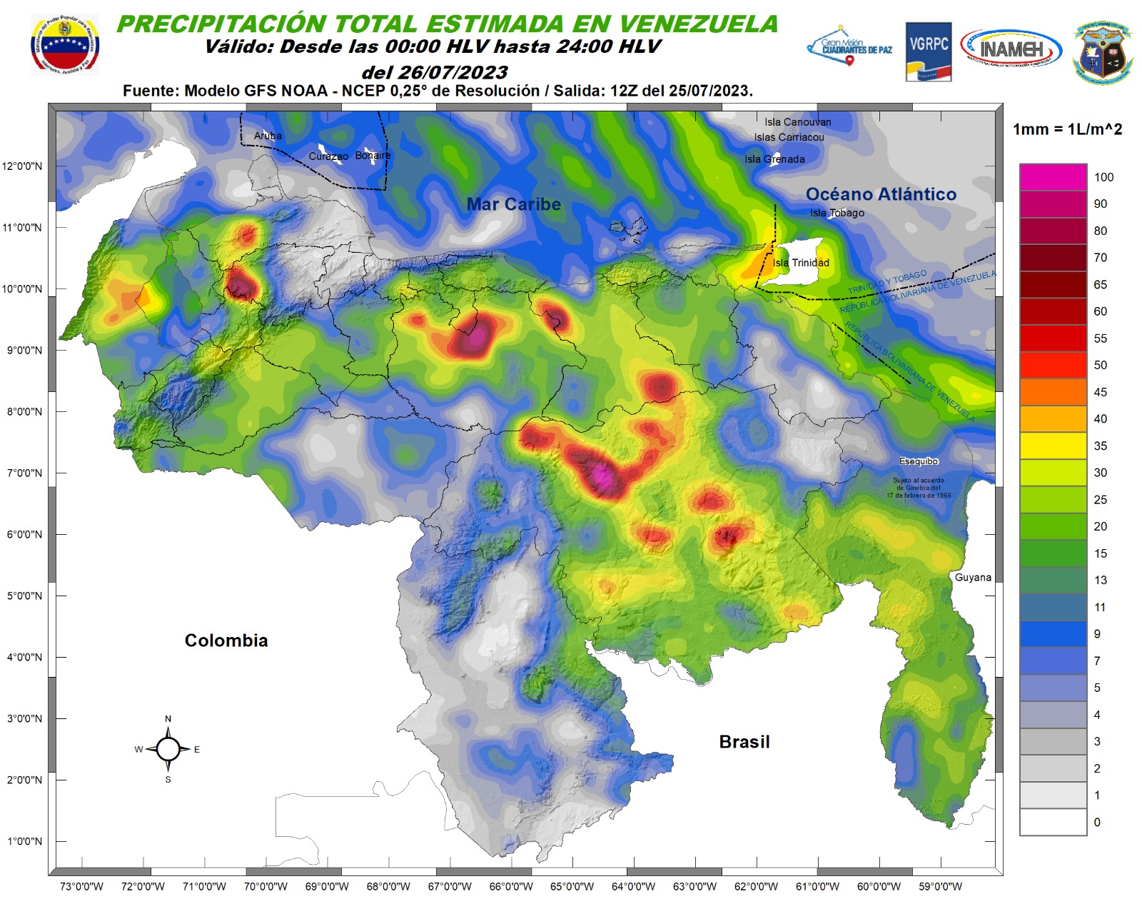 Inameh prevé lluvias y chubascos en algunas áreas de Venezuela este #26Jul