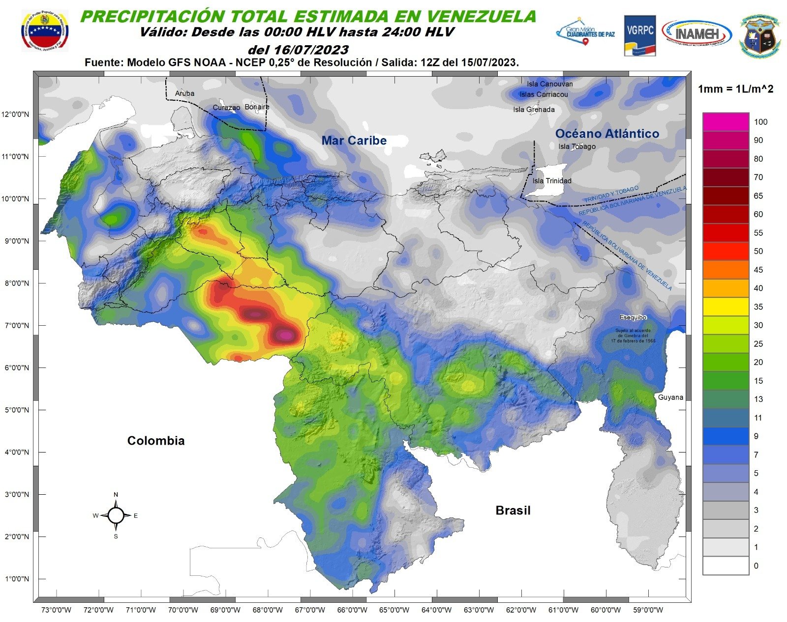 Inameh prevé lluvias o chubascos en gran parte del país este #16Jul