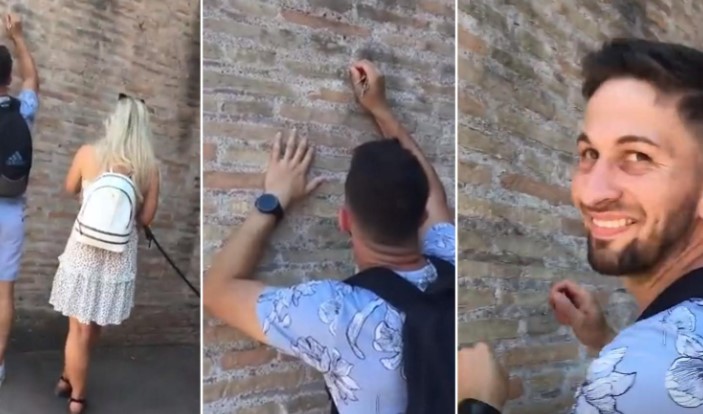 El joven que escribió su nombre en el Coliseo se disculpa: “No sabía que era tan antiguo”