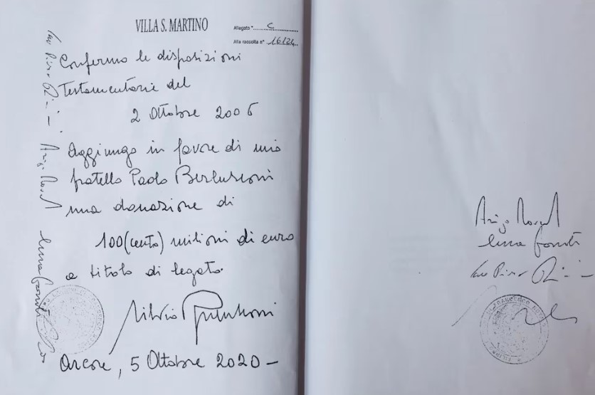 Abrieron el testamento de Silvio Berlusconi: así repartió su fortuna el ex primer ministro italiano