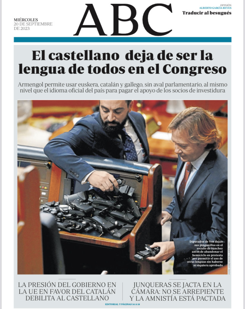 Portadas de la prensa internacional de este miércoles 20 de septiembre de 2023