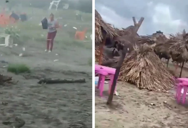 Pánico en playa de Colombia: fuertes vientos hicieron volar sillas y quioscos (VIDEO)