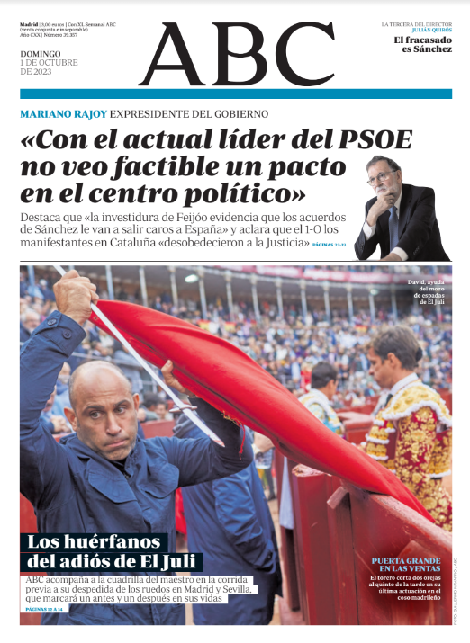 Portadas de la prensa internacional de este domingo 1 de octubre de 2023