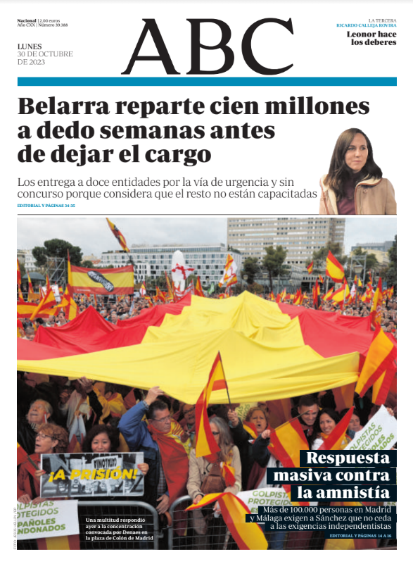 Portadas de la prensa internacional de este lunes 30 de octubre de 2023