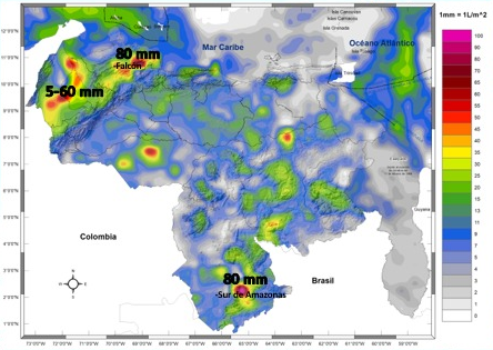 Inameh prevé lluvias con actividad eléctrica y ráfagas de viento en algunas zonas de Venezuela este #21Oct