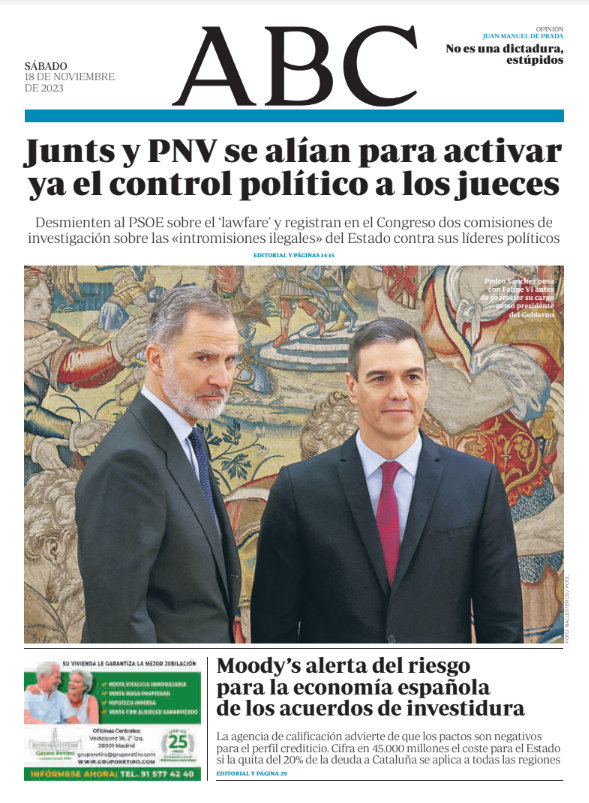 Portadas de la prensa internacional de este sábado 18 de noviembre de 2023