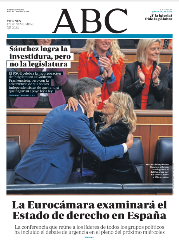 Portadas de la prensa internacional de este viernes 17 de noviembre de 2023