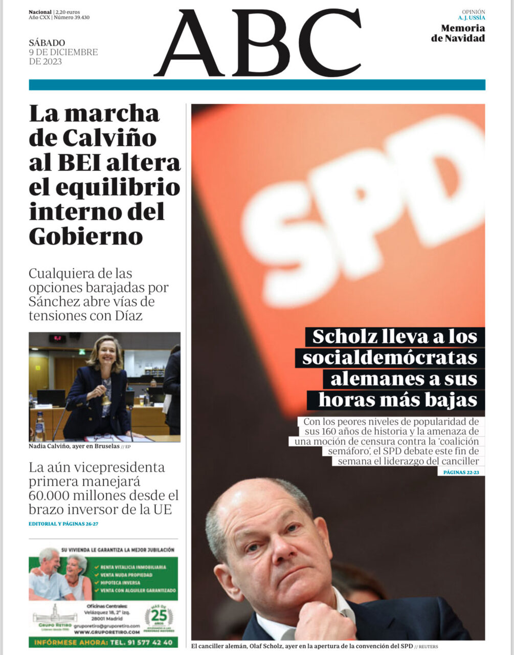 Portadas de la prensa internacional de este sábado 9 de diciembre de 2023