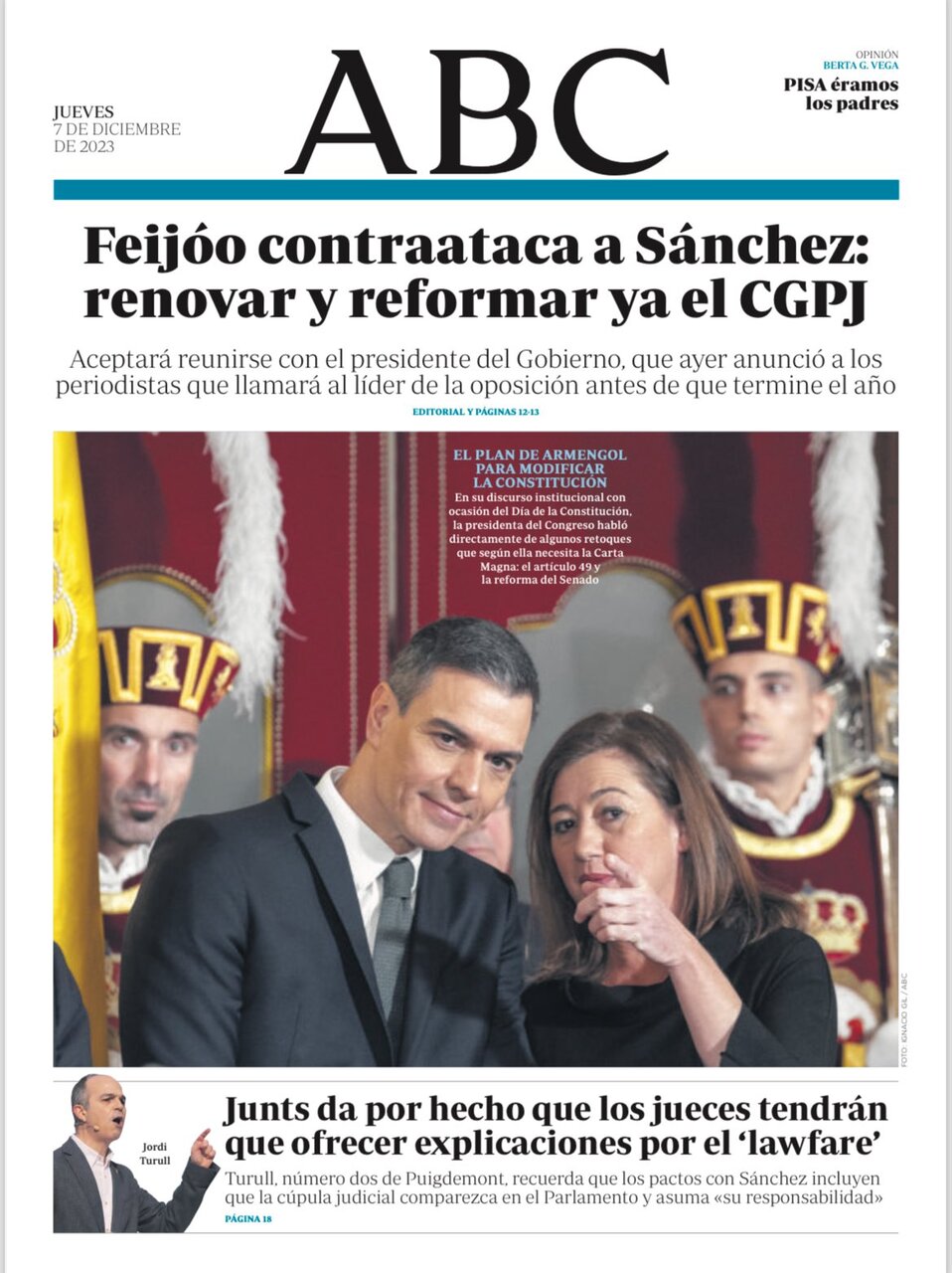 Portadas de la prensa internacional de este jueves 7 de diciembre de 2023