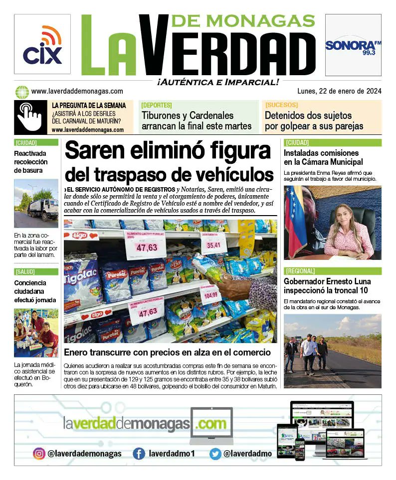 Portadas de este lunes 22 de enero de 2024