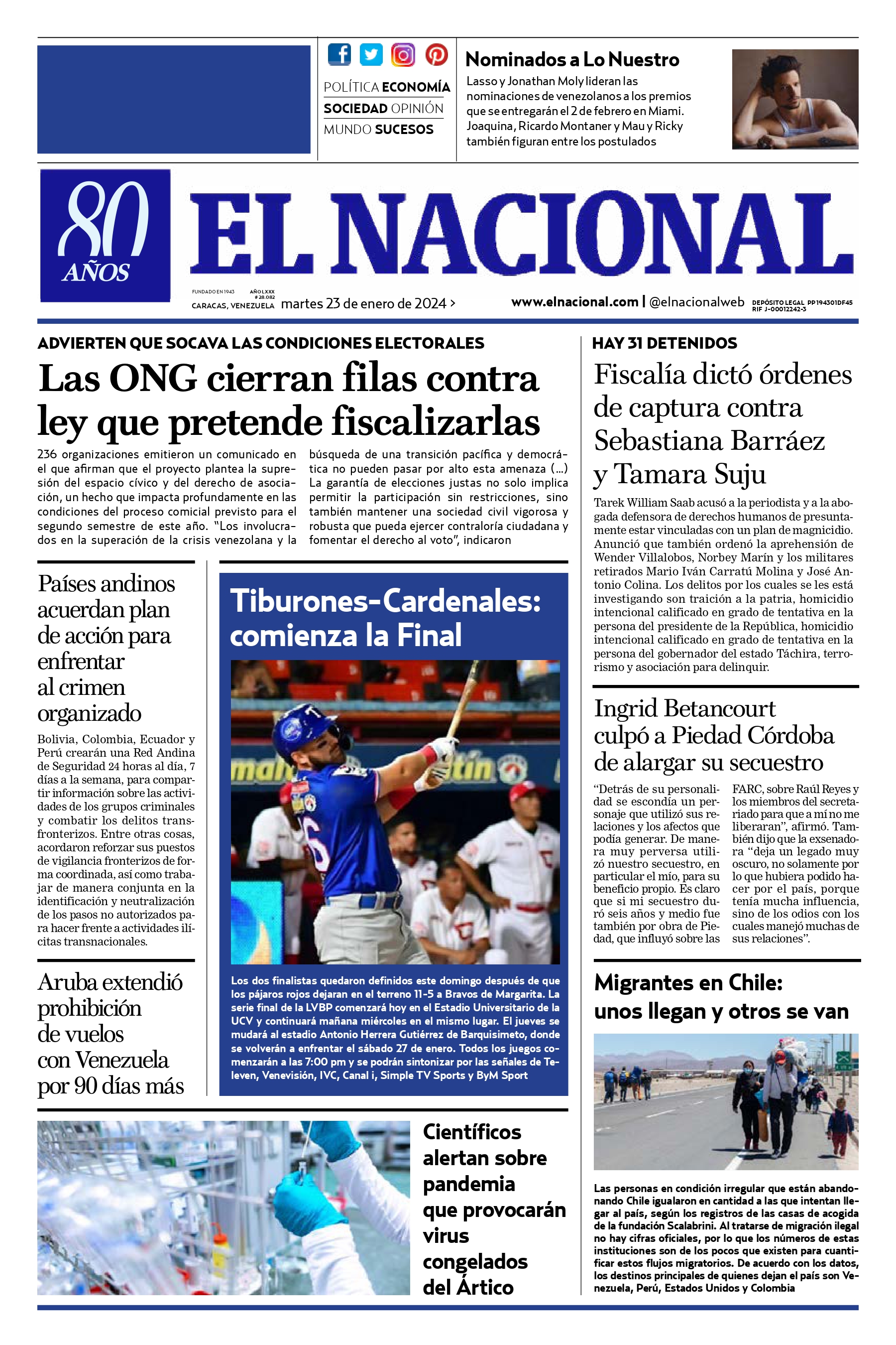 Portadas de este martes 23 de enero de 2024