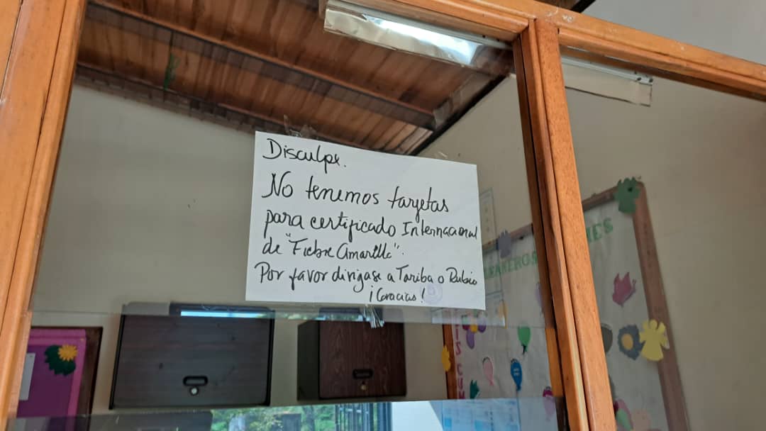 Hospital Central de San Cristóbal, sin material para emitir la tarjeta internacional de vacunación