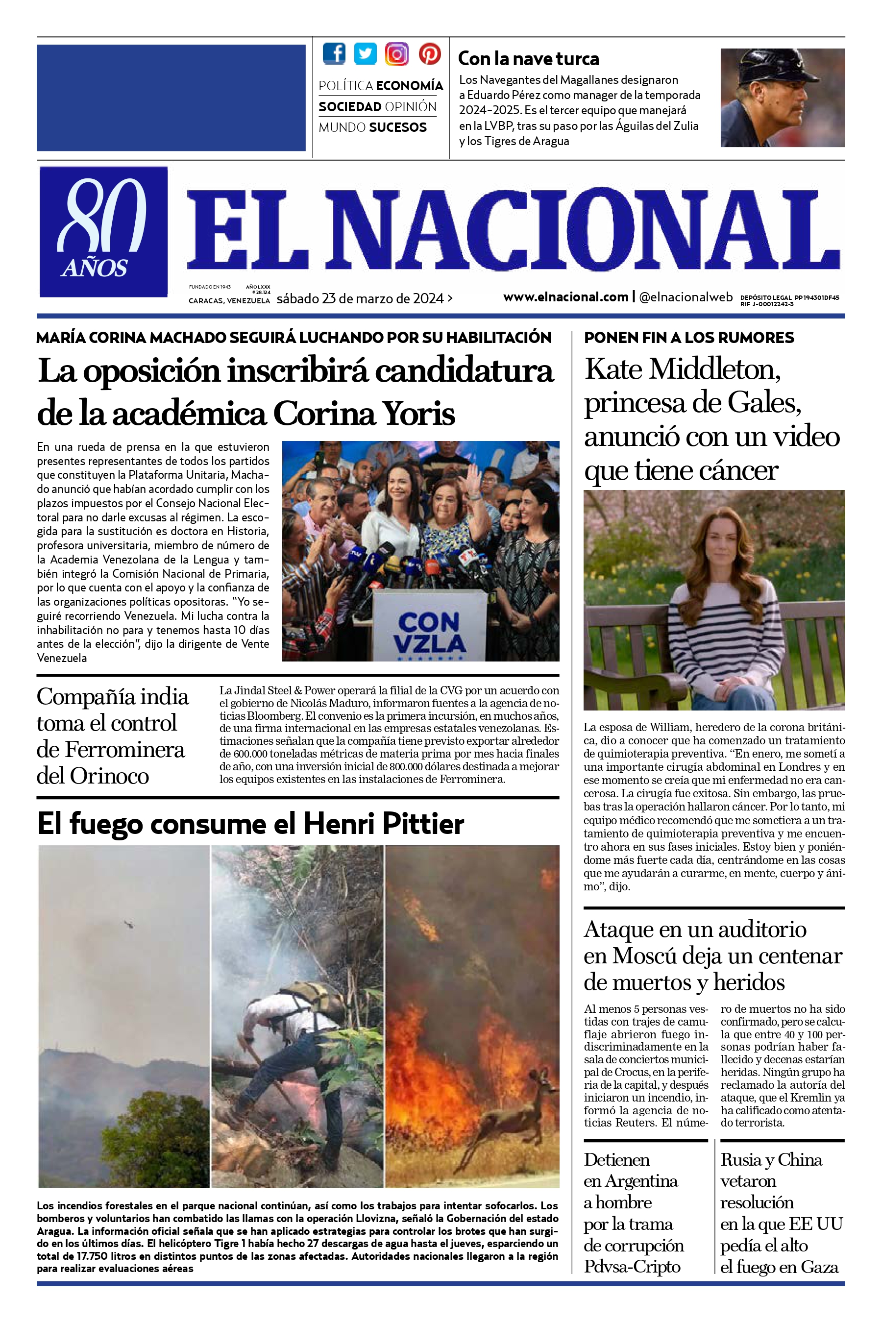 Portadas de este sábado 23 de marzo de 2024