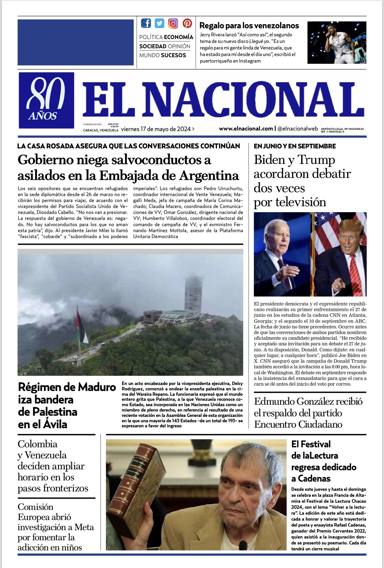 Portadas de este viernes 17 de mayo de 2024