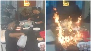 IMÁGENES FUERTES: cocinero provoca incendio en restaurante y quema a los comensales