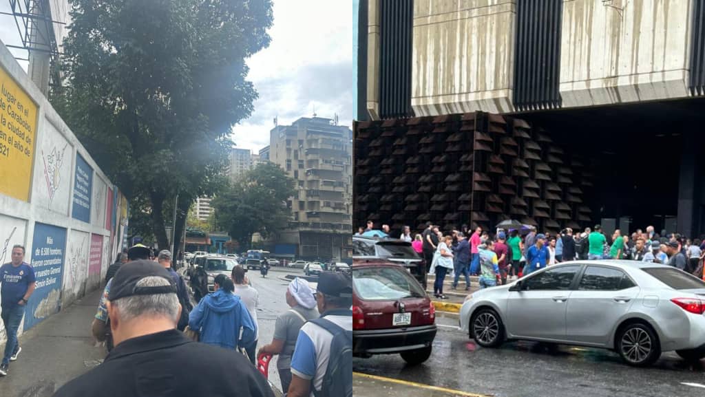 Ministerio Público entregó alimentos a los jubilados bajo un palo de agua en Caracas (FOTOS)