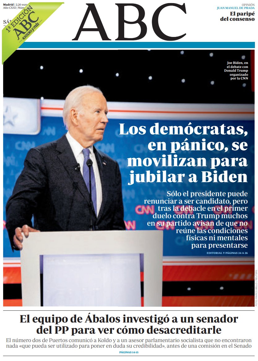 Portadas de la prensa internacional de este sábado 29 de junio de 2024