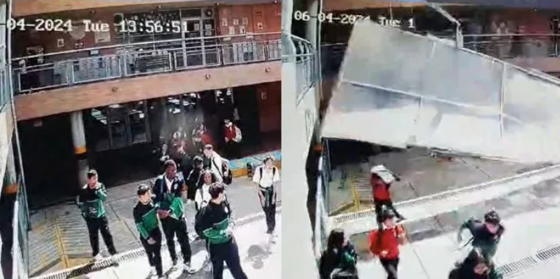 Se desprendió el techo de una escuela en Colombia: reportan varios alumnos heridos (VIDEO)