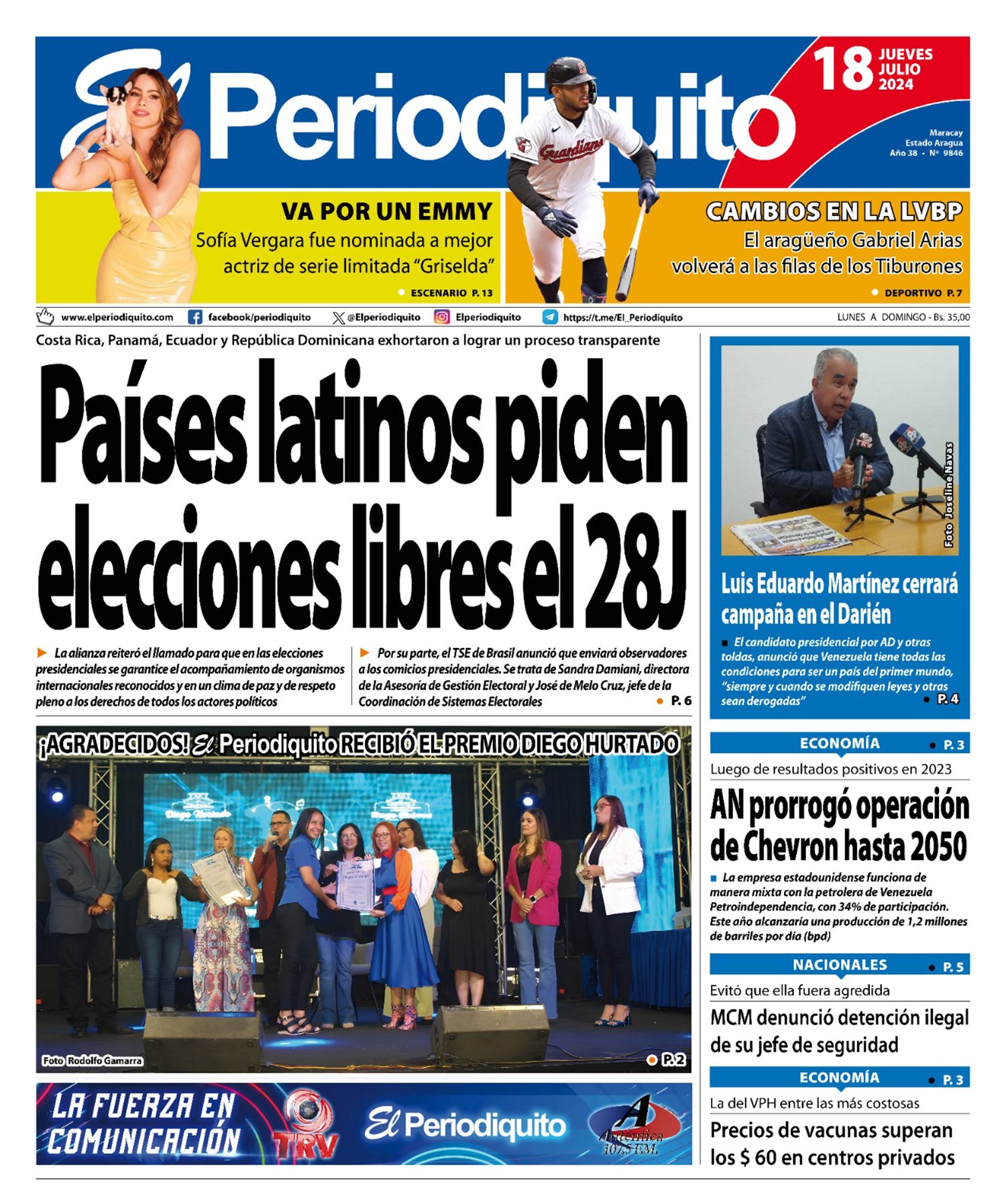 Portadas de este jueves 18 de julio de 2024