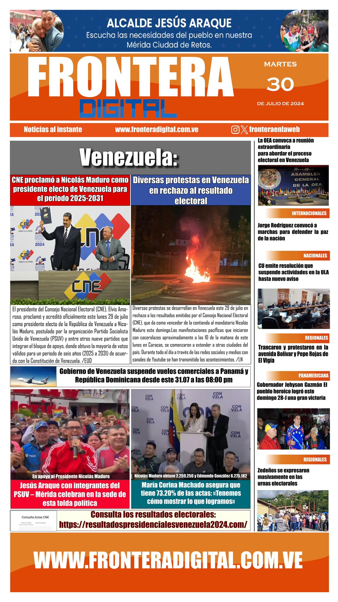 Portadas de este martes 30 de julio de 2024