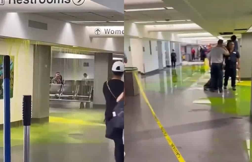 VIDEO: líquido verde fluorescente se filtró en aeropuerto de Miami y causó alarma