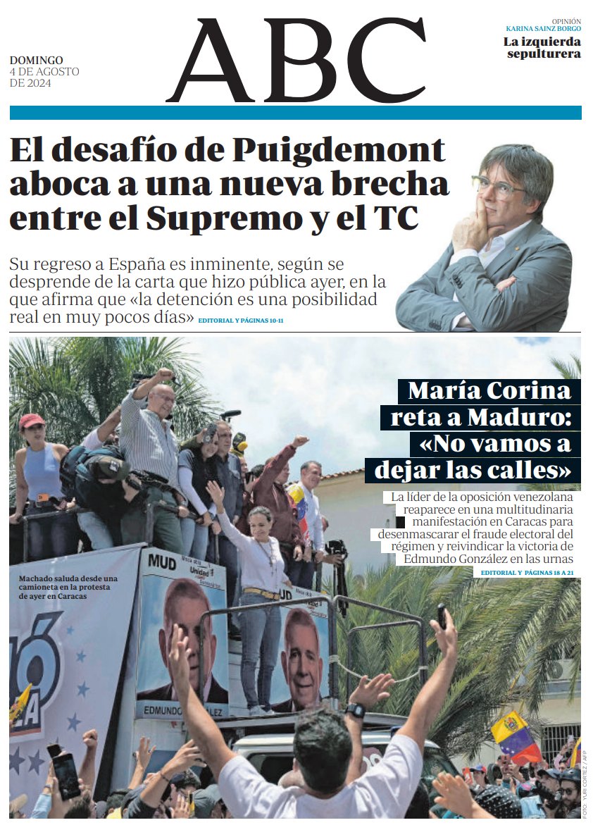 Portadas de la prensa internacional de este domingo 4 de agosto de 2024