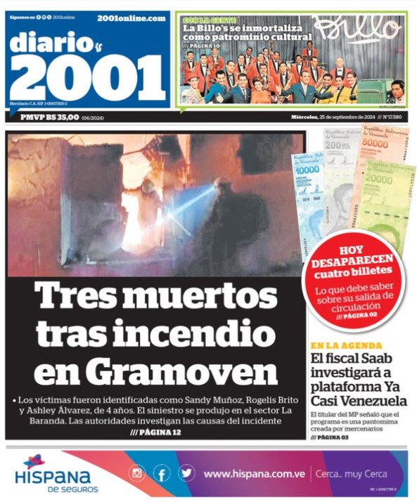 Portadas de este miércoles 25 de septiembre de 2024