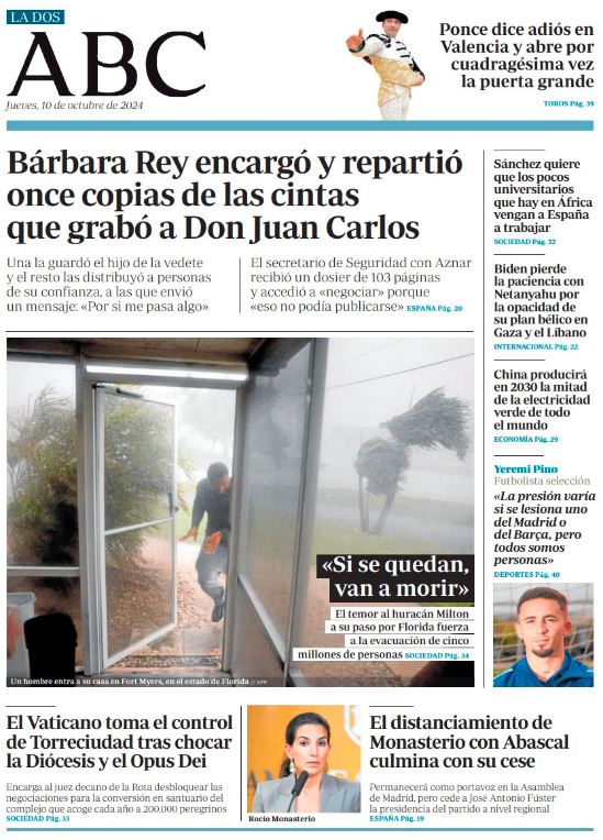 Portadas de la prensa internacional de este jueves 10 de octubre de 2024