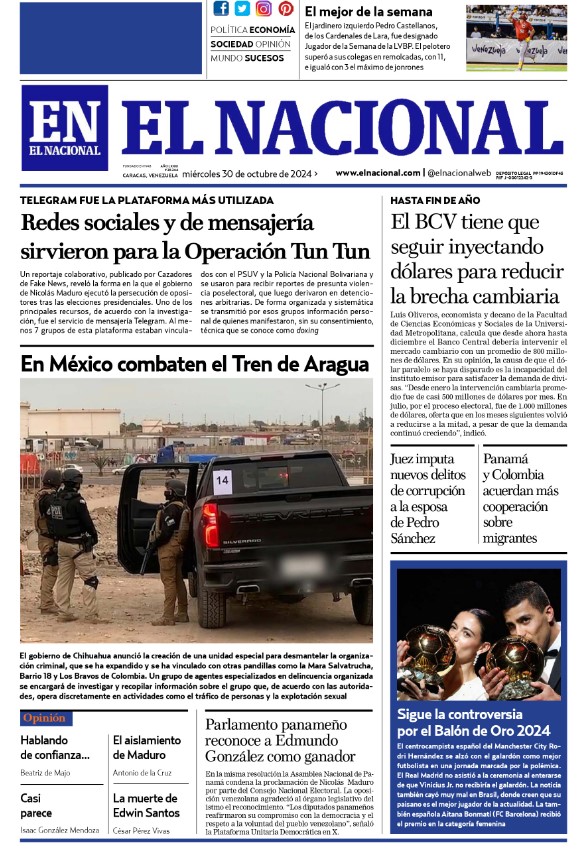 Portadas de este miércoles 30 de octubre de 2024