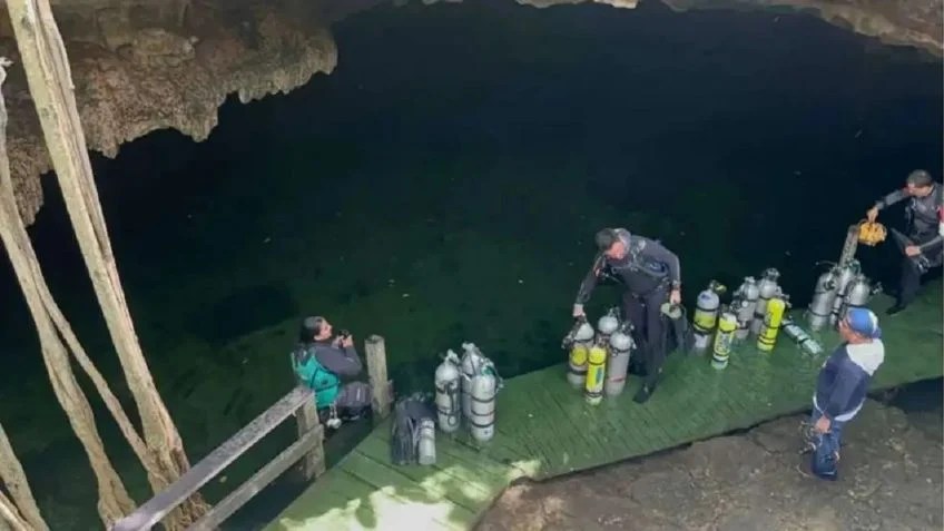 Hallaron muerto al buzo argentino que había desaparecido en un pozo de agua en México