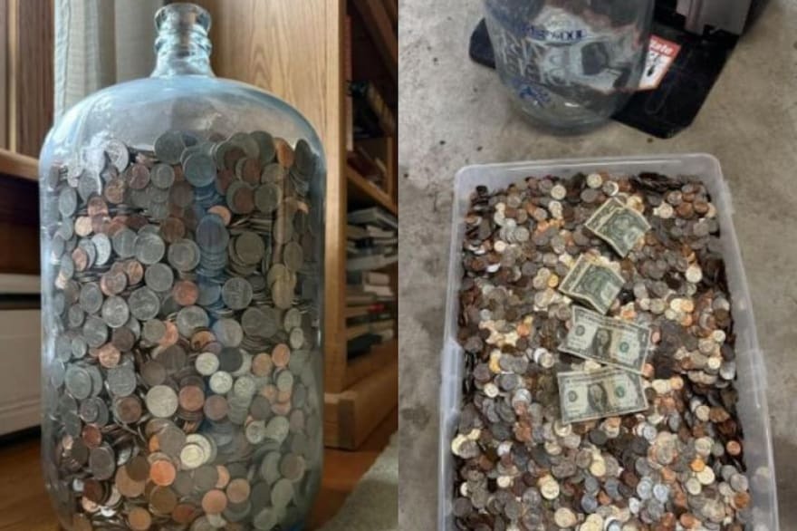 Ahorró durante 70 años en un botellón y le heredó a su nieto un tesoro de monedas antiguas muy codiciadas (FOTOS)